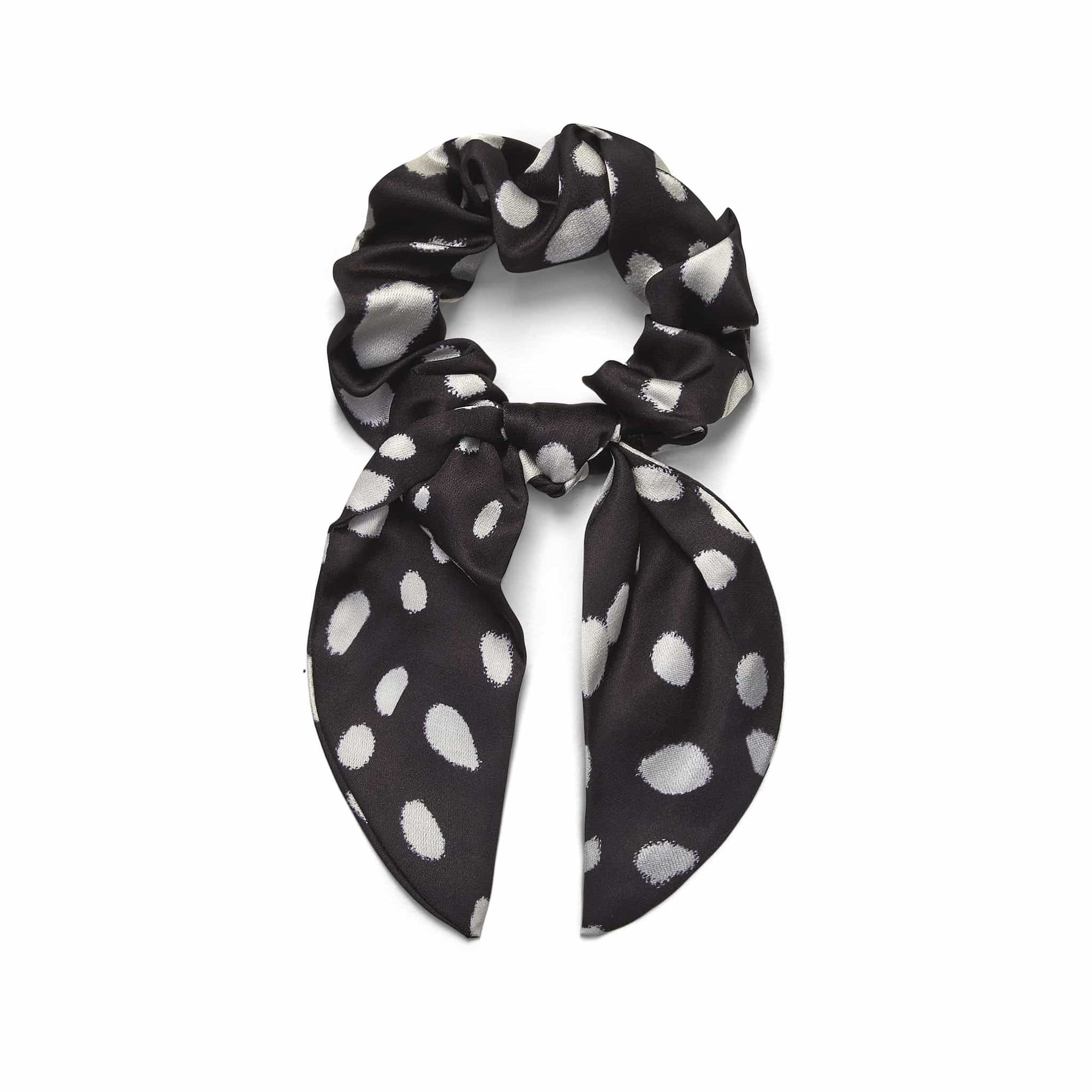 Only Curls Satin Scarf Scrunchie - Black Dot - Only Curls